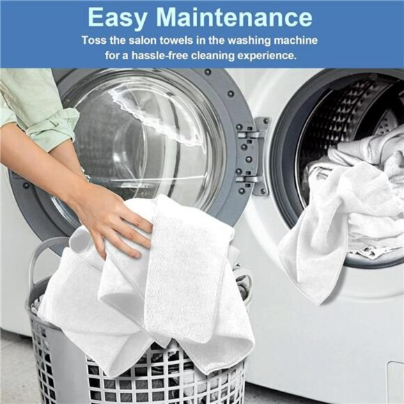 White Microfiber Hand Towels Set 24 Pack Quick Dry Absorbent Gym Bathroom Salon - Picture 6 of 7